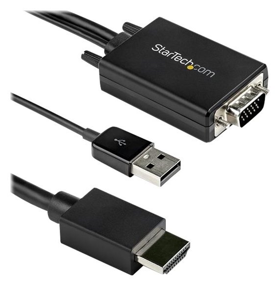 StarTech.com 2m VGA to HDMI Converter Cable with USB Audio Support & Power, Analog to Digital Video Adapter Cable