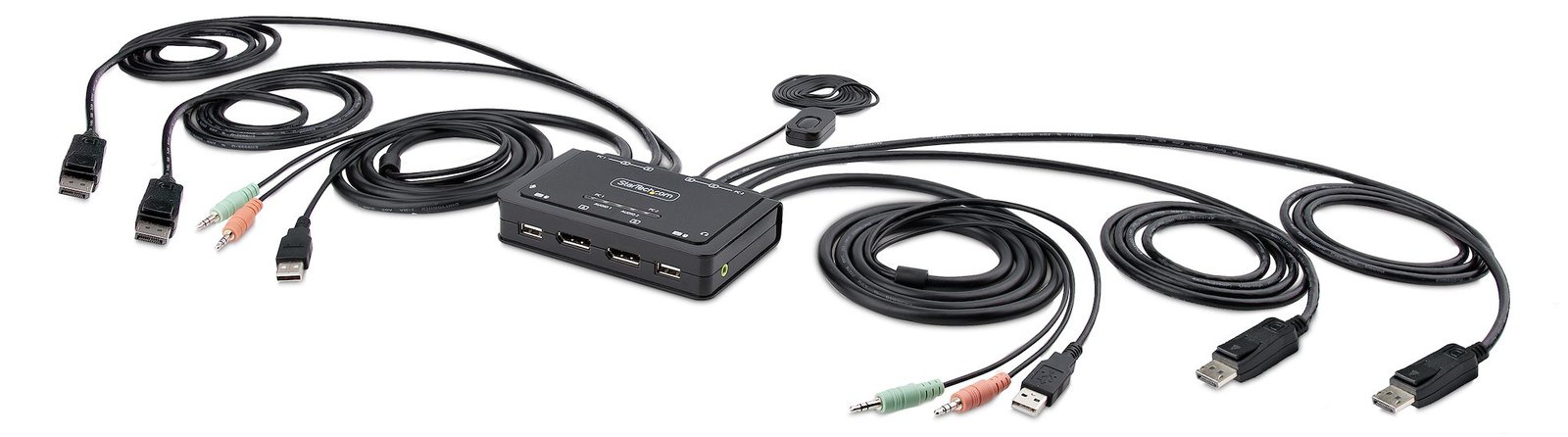 StarTech.com 2-Port Dual-Monitor DisplayPort Cable KVM Switch, 4K 60Hz