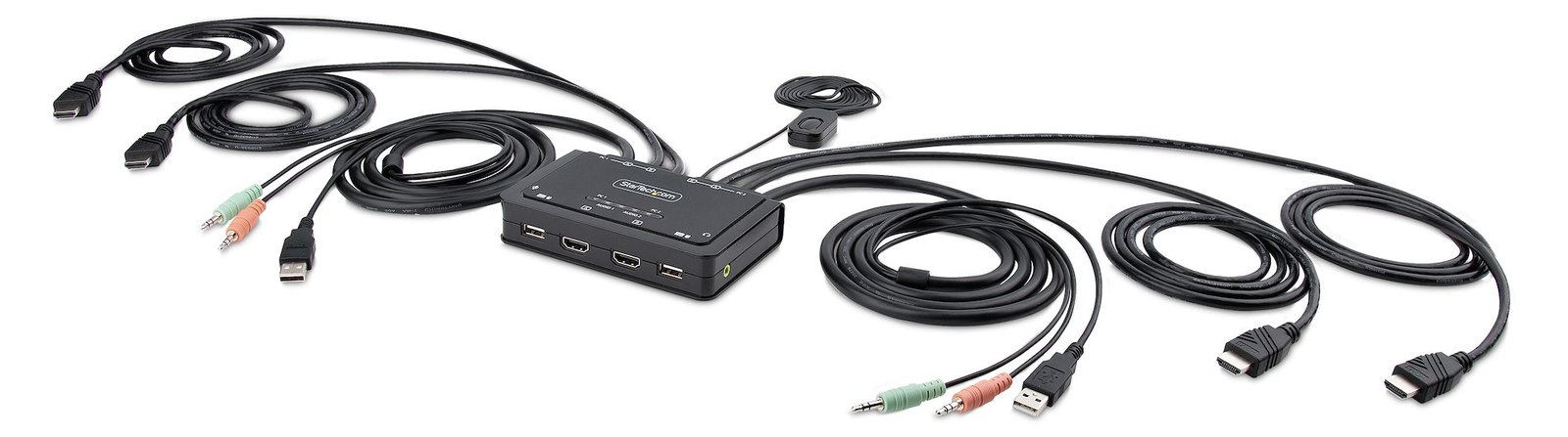 StarTech.com 2-Port Dual-Monitor HDMI Cable KVM Switch, 4K 60Hz