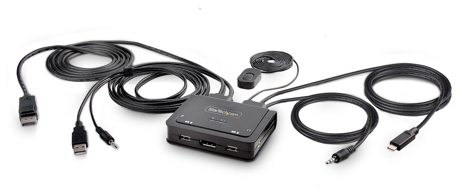 StarTech.com 2-Port Hybrid USB-C DisplayPort Cable KVM Switch, 4K 60Hz