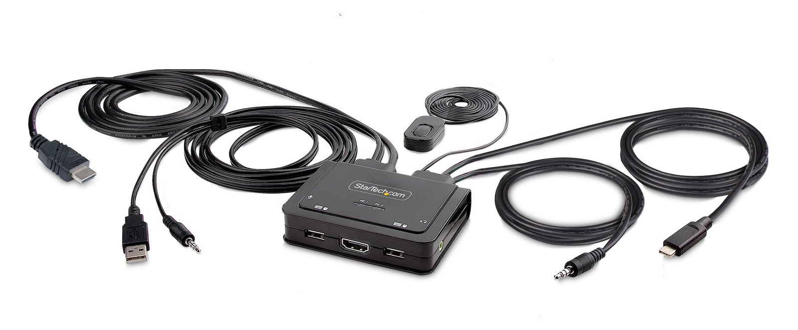 StarTech.com 2-Port Hybrid USB-C HDMI Cable KVM Switch, 4K 60Hz