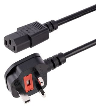 StarTech.com 3 m GB Computer Stromkabel, 18AWG, BS 1363 auf C13, 10A 250V, Schwarzes Ersatz AC Stromkabel von LumaTech
