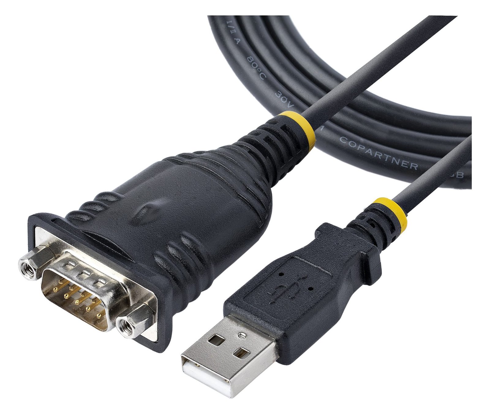 StarTech.com 3ft (1m) USB to Serial Cable, DB9 Male RS232 to USB Converter USB to Serial Adapter for PLC/Printer/Scanner