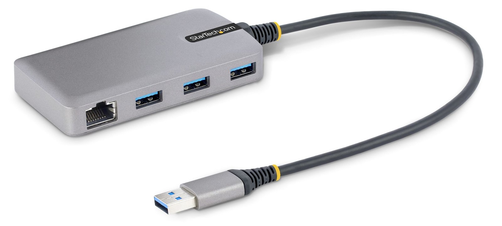 StarTech.com 3-Port USB Hub with Ethernet, 3x USB-A Ports, Gigabit Ethernet RJ45, USB 3.0 5Gbps, Bus-Powered