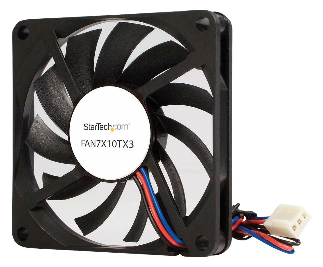 StarTech.com 70mm Gehäuselüfter - Lüfter 7cm für PC Gehäuse mit 3-pin Molex Stecker (70mmx70mmx10mm)