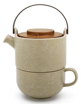 Bredemeijer Group Tea-for-one Umea beige Akazienholzdeckel 142024