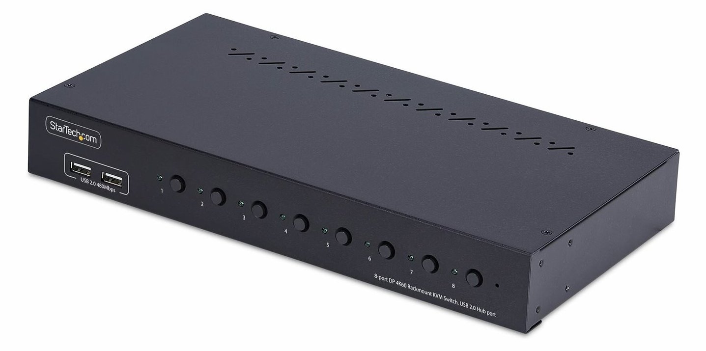 StarTech.com 8-Port DisplayPort KVM Switch w/1U Rack Mount Kit, 4K 60Hz