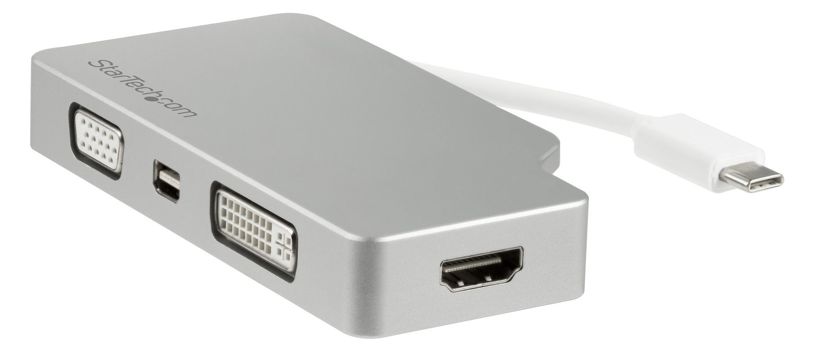StarTech.com Aluminium Reise A/V Adapter 4-in-1 USB-C auf VGA, DVI, HDMI oder mDP - USB Type-C Adapter - 4K