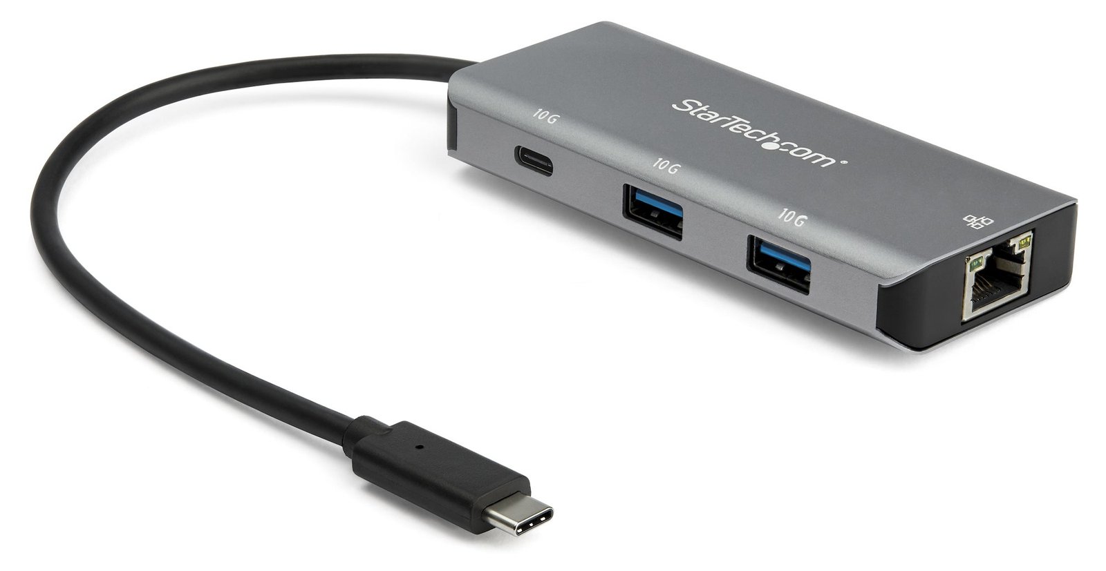 StarTech.com HB31C2A1CGB 3-Port-USB-C-Hub (mit LAN-Anschluss , 10 Gbit/s, 2x USB-A und 1x USB-C, 25 cm Hostkabel)