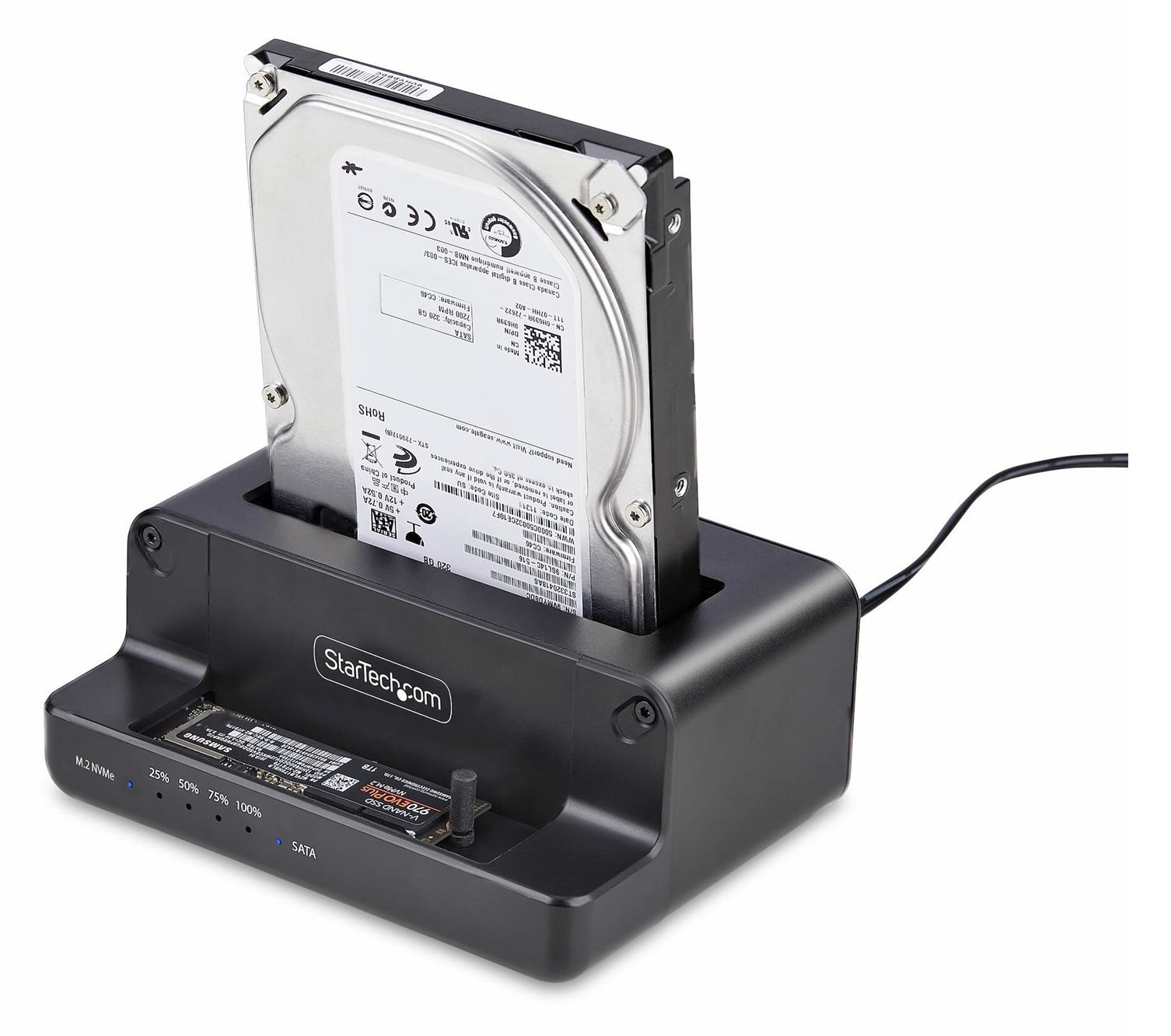 StarTech.com M.2 NVMe to 2.5/3.5 SATA Drive Duplicator, Dual Bay Cloner - Solid State / Festplattenduplikator