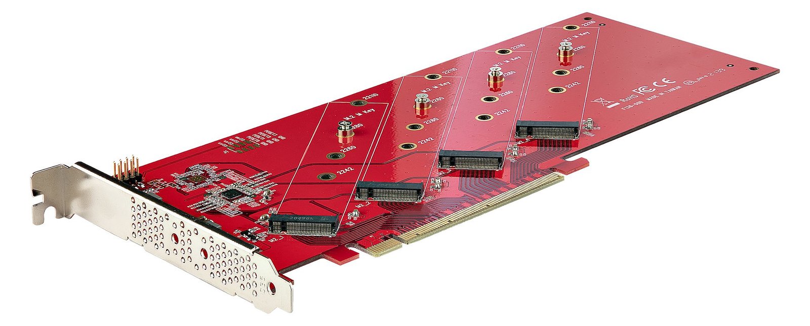 StarTech.com Quad M.2 PCIe Adapter Card, x16 Quad NVMe or AHCI M.2 SSD to PCI Express 4.0, Up to 7.8GBps/Drive