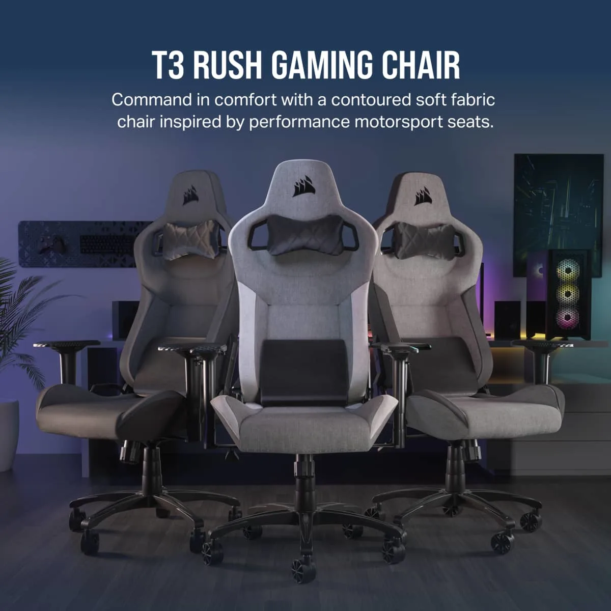 Corsair T3 RUSH - Gaming-Sessel - Armlehnen - T-förmig, Ansicht 2