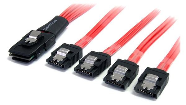 StarTech.com Serial ATA SCSI SAS Kabel 50cm - SFF-8087 auf 4x SATA mit Lasche - Mini SAS auf SATA Kabel von LumaTech