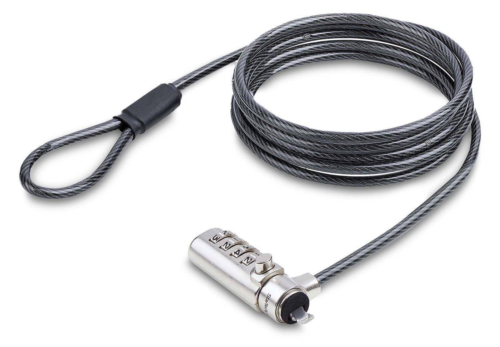 StarTech.com Slim Lock Noble Wedge Slot Compatible, 6.6ft Locking Cable - schwarz, silber