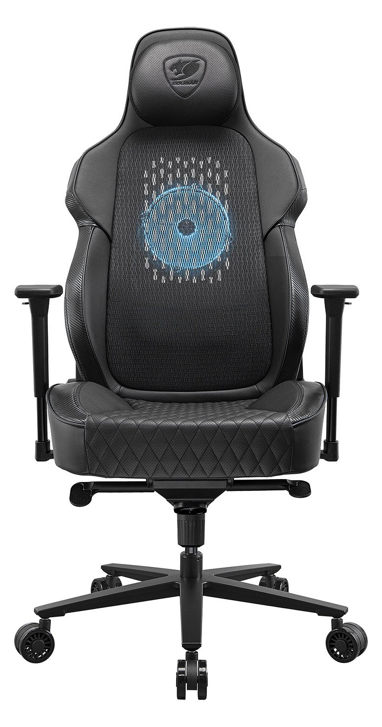 Cougar Gaming NxSys Aero, Gaming-Sessel, 160 kg, Harter Sitz, Gepolsterte, ausgestopfte Rückenlehne, Schwarz
