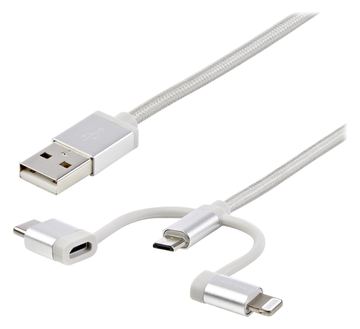 StarTech.com USB Lightning Kabel - USB-C Micro-B Laddekabel - 1m - geflochten - Silber - USB auf Lightning Kabel von LumaTech