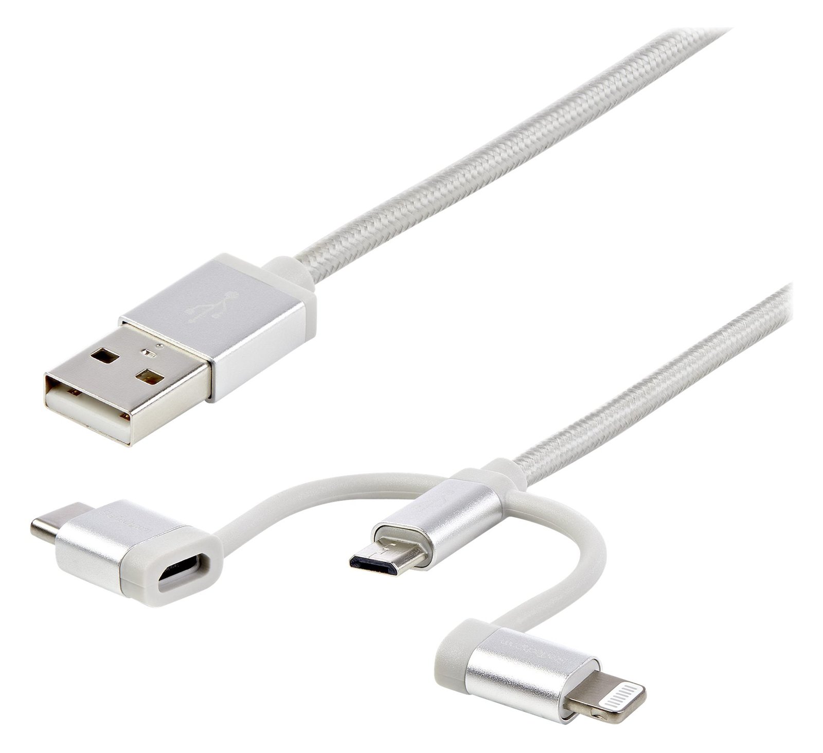 StarTech.com USB Lightning Kabel - USB-C Micro-B Laddekabel - 1m - geflochten - Silber - USB auf Lightning Kabel von LumaTech