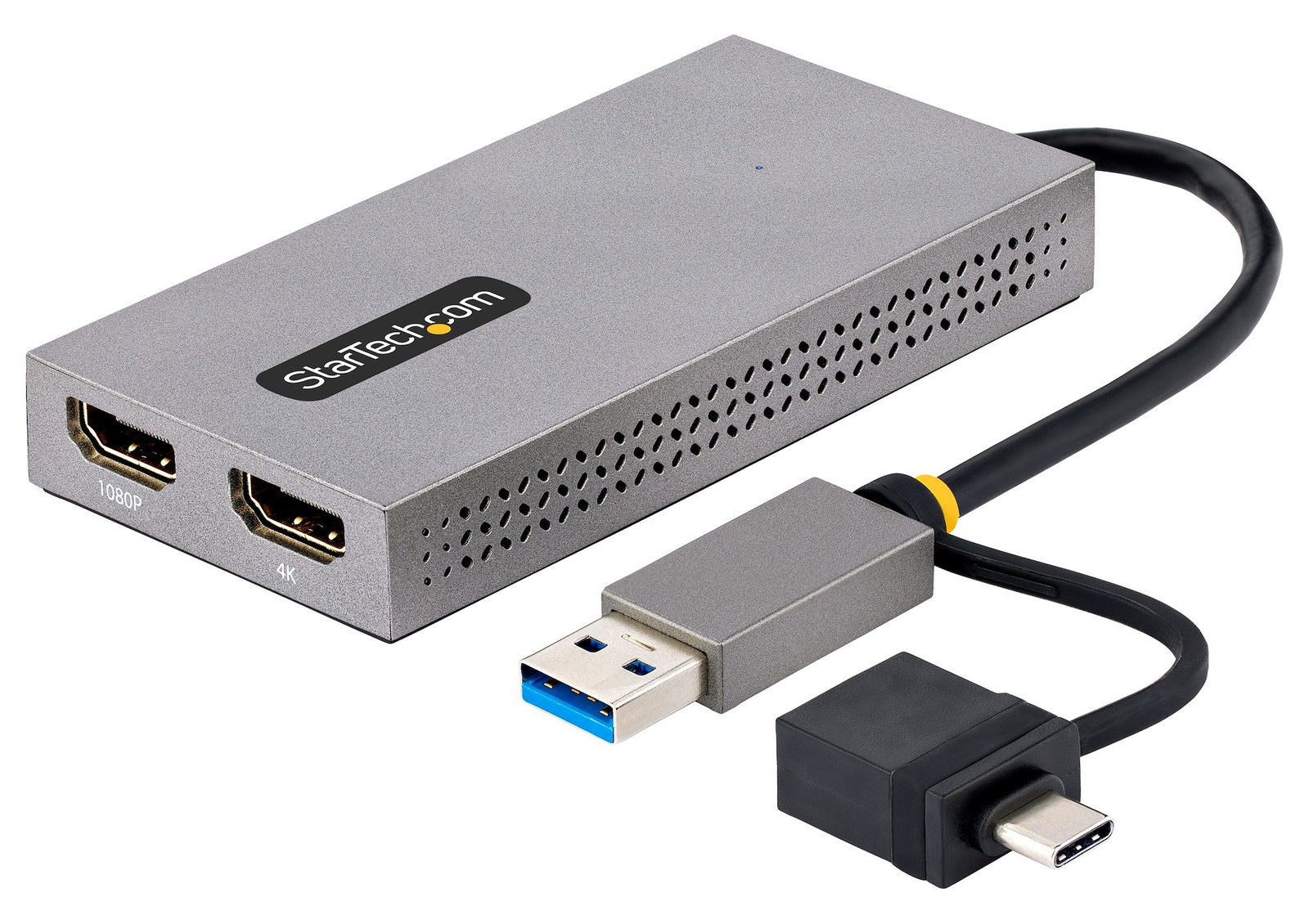 StarTech.com USB to Dual HDMI Adapter, USB A/C to 2x HDMI Monitors (1x 4K 30Hz, 1x 1080p)