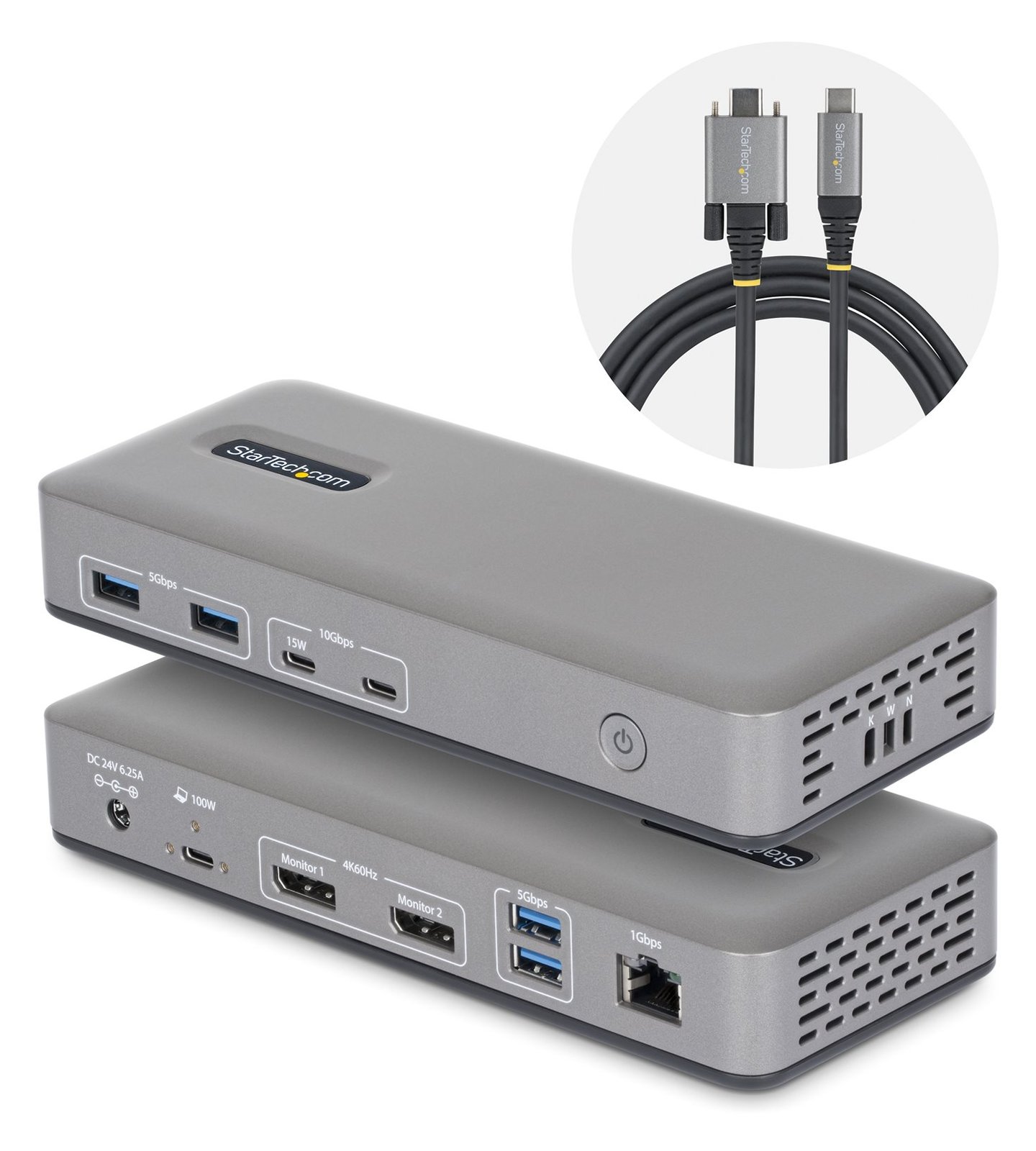 StarTech.com USB-C Dock 2x DP 4K60 1GbE 100W PD