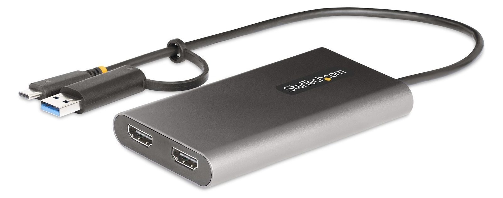 StarTech.com USB-C to Dual-HDMI Adapter, USB-C or A to 2x HDMI, 4K 60Hz, 100W PD Pass-Through, 1ft (30cm)