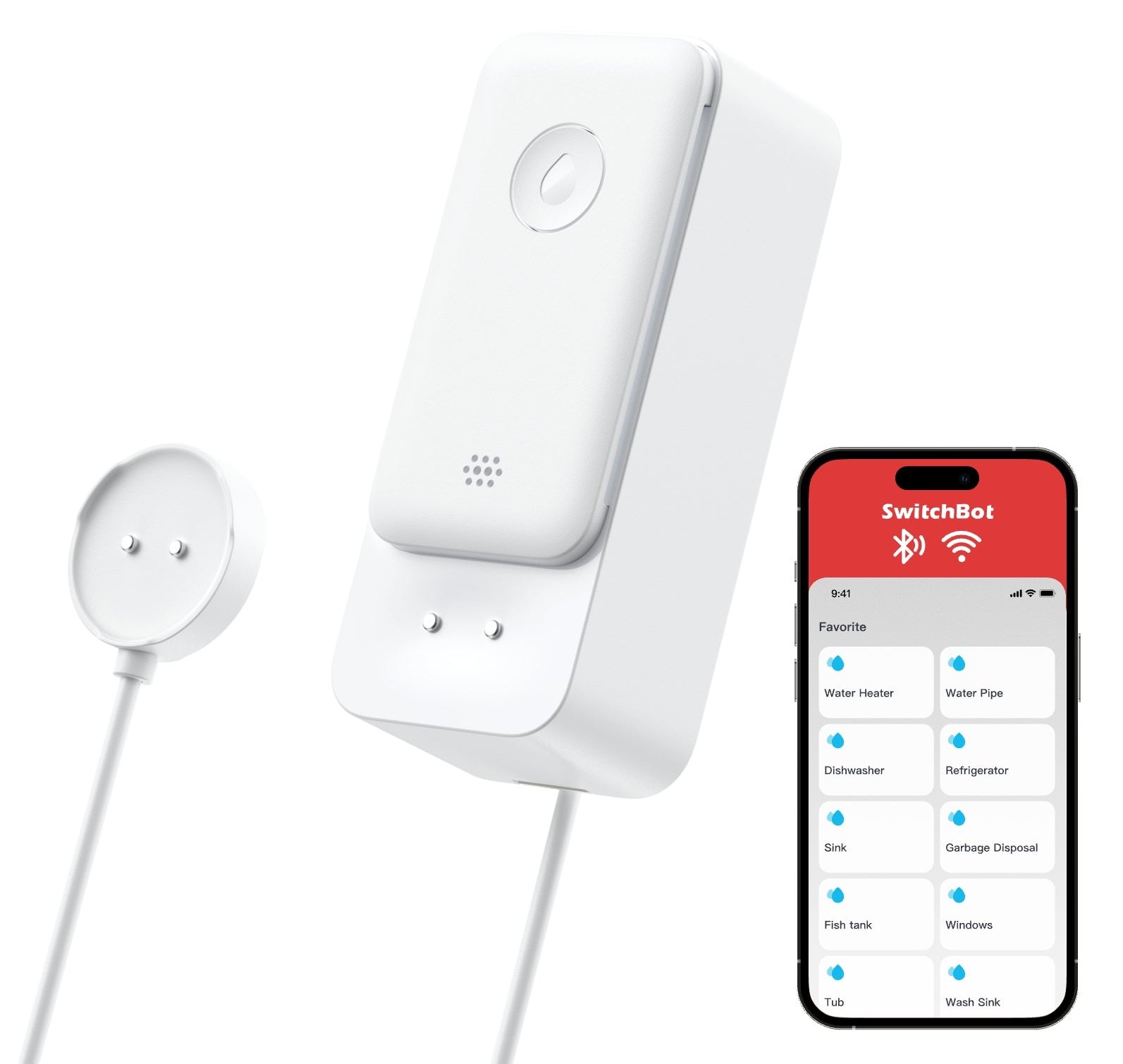 Switchbot WLAN Wassermelder - mit Sensorkabel
