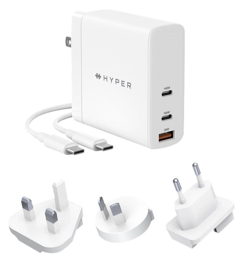 Targus HyperJuice - Netzteil - GaN-Technologie - 140 Watt - QC 3.0, Power Delivery 3.1 - 3 Ausgabeanschlussstellen
