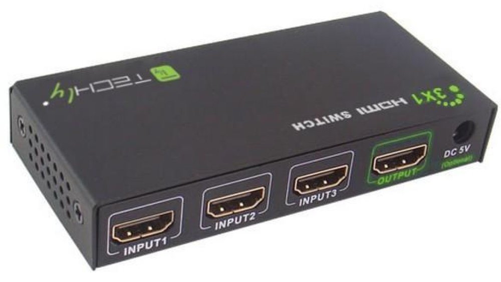 Techly HDMI 3 IN 1 OUT with Remote Control, 4Kx2K, 3D