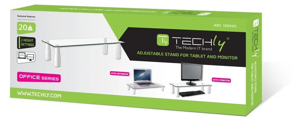 Techly Universal Ablagetisch aus Glas, 580 x 210 x 130 mm, Ansicht 3