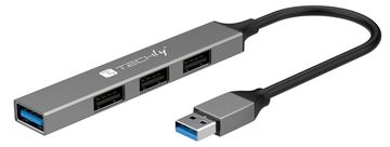 Techly USB-A 3.2 Hub mit 4 schlanken USB-A-Ports aus Metall von LumaTech