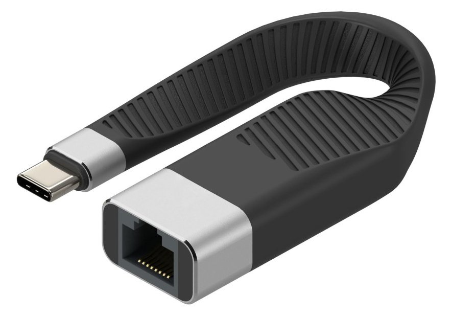 Techly USB-C Stecker auf RJ45-Buchse kurz flaches FPC Kabel