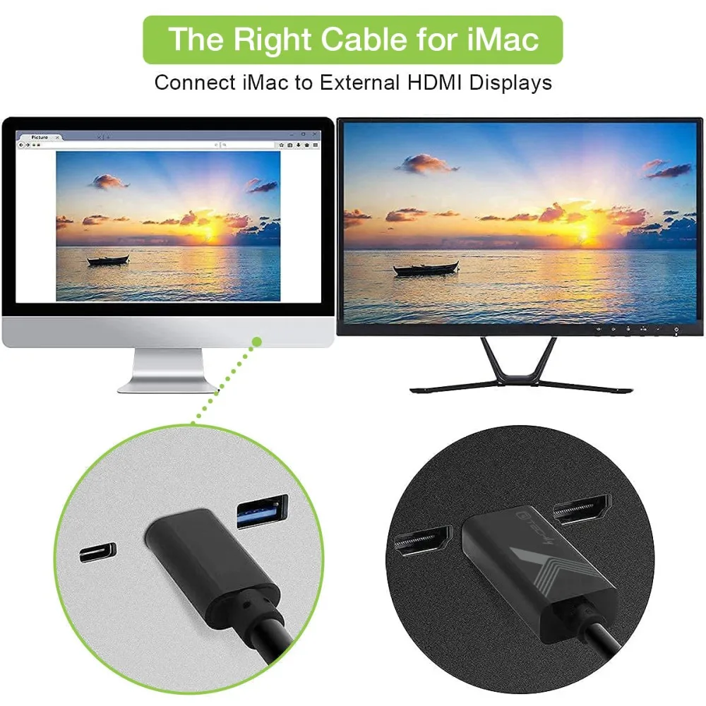 Techly Video- / Audio- / Datenkabel - 24 pin USB-C männlich umkehrbar zu HDMI männlich, Ansicht 4