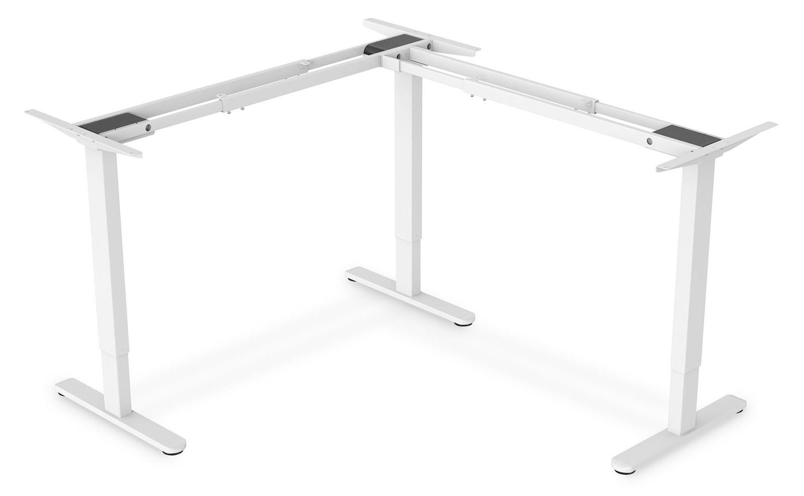 DIGITUS Elektrisch höhenverstellbares Tischgestell, 90° L-Form, Triple-Motor, 2-Stufen, Weiß