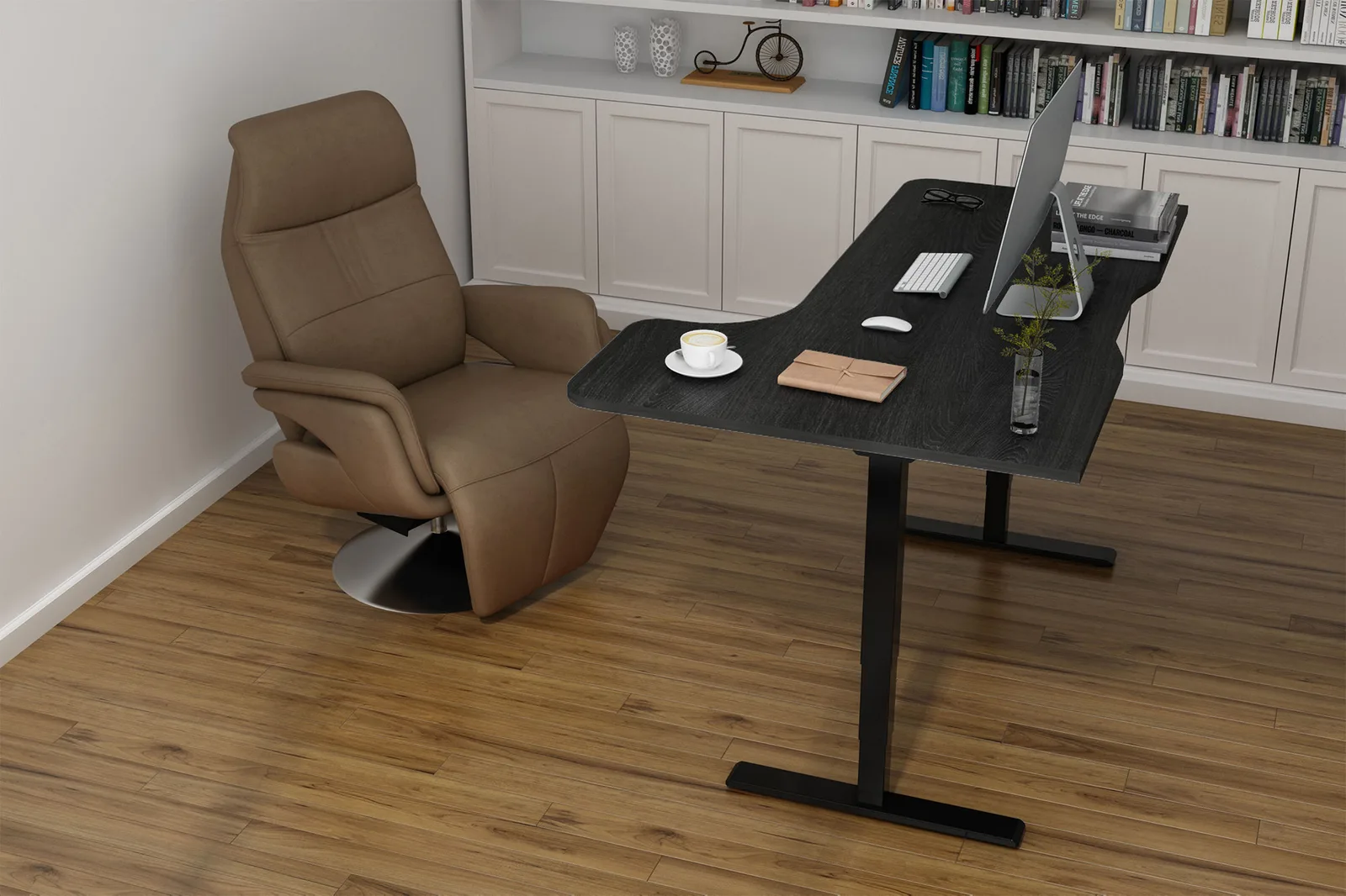 DIGITUS Elektrisch höhenverstellbares Tischgestell, Dual-Motor, 3-Stufen, Schwarz, Ansicht 4