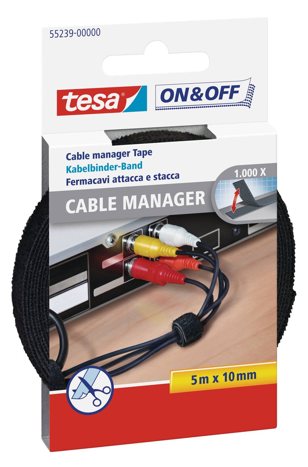 Tesa On & Off - Kabelbinder - Schwarz - 5 m