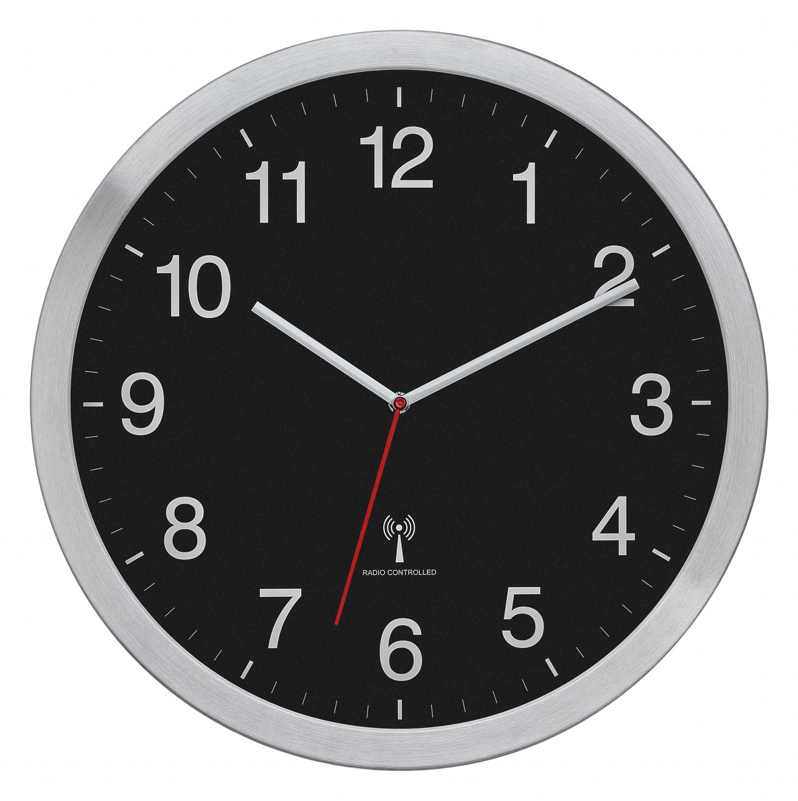 TFA 60.3545.01 Funk Wanduhr 400 mm x 50 Silber Großes Display 60.3545