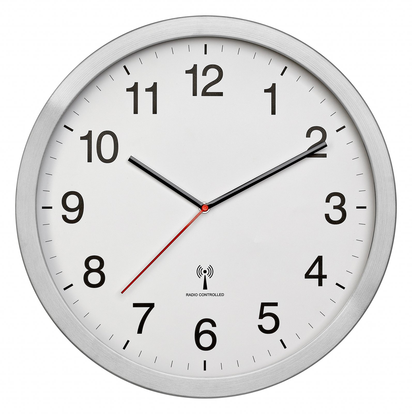 TFA 60.3545.02 Funk Wanduhr 400 mm x 50 Silber Großes Display 60.3545