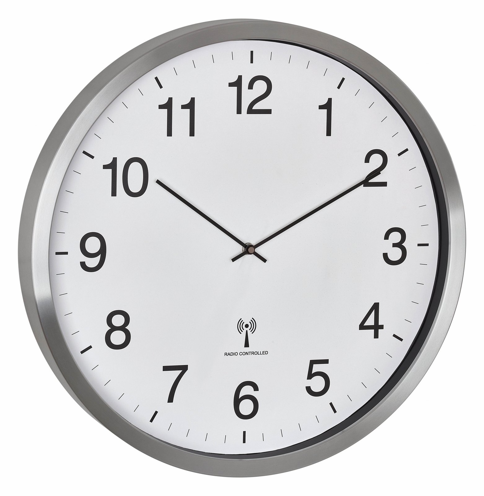 TFA 60.3548.02 Funk Wanduhr 508 mm x 65 Weiss Silber Großes Display 60.3548