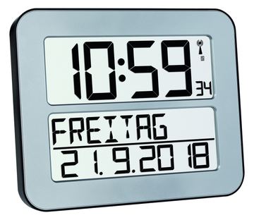 TFA 60.4512.54 - Digitale Funk-Wanduhr - Rechteck - Silber - Kunststoff - Akku - AA von LumaTech
