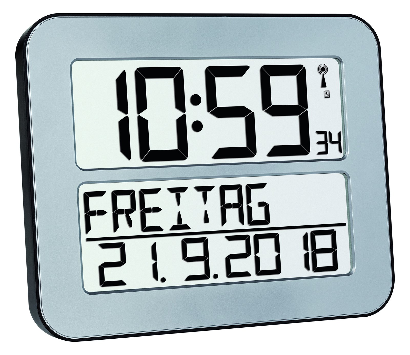 TFA 60.4512.54 - Digitaler Wecker - Rechteck - Silber - Kunststoff - Akku - AA