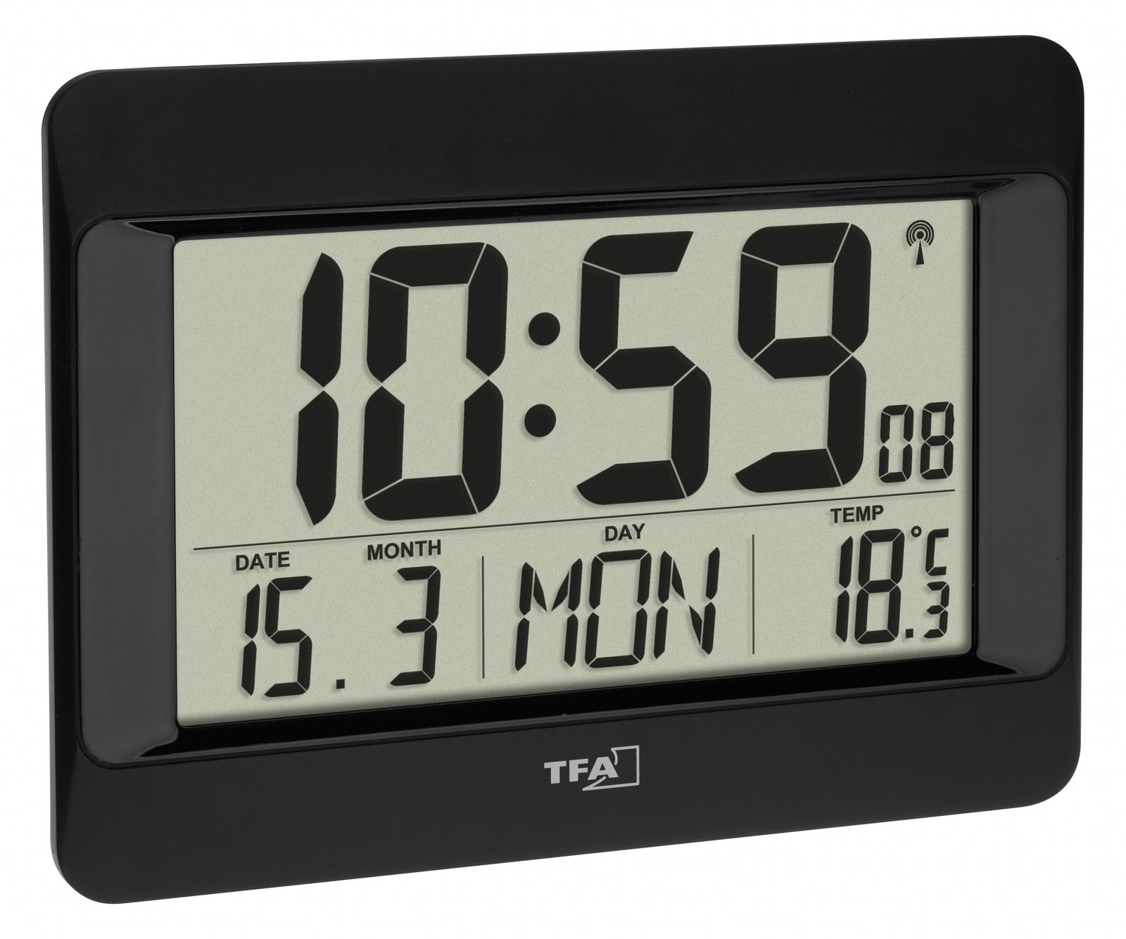 TFA 60.4519.01 - Digitaler Wecker - Rechteck - Schwarz - Kunststoff - 12/24 h - -10 - 50 °C