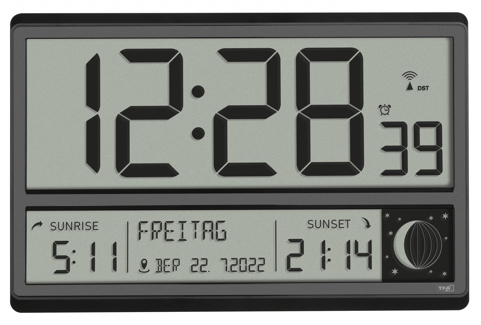 TFA 60.4524.01 - Digitaler Wecker - Rechteck - Schwarz - 12/24 h - Beide Geschlechter - LCD