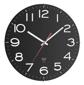TFA Analoge Funk-Wanduhr - Wand - Rund - Schwarz - Kunststoff - Glas - AA