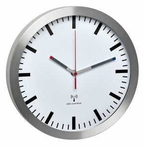 TFA Analoge Funk-Wanduhr mit Aluminium-Rahmen - Wand - Rund - Aluminium - Weiß - Aluminium - Glas - AA