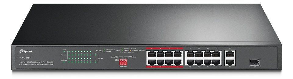 TP-LINK JetStream TL-SL1218P - V1 - Switch - unmanaged - 16 x 10/100 (PoE+)