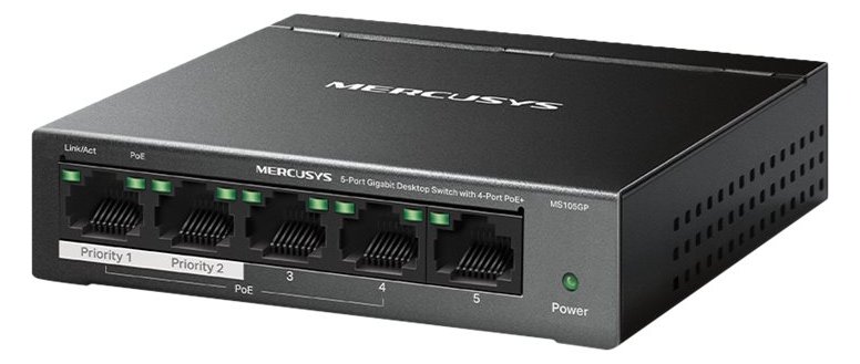TP-LINK MS105GP - Gigabit Ethernet (10/100/1000) - Vollduplex - Power over Ethernet (PoE) - Wandmontage