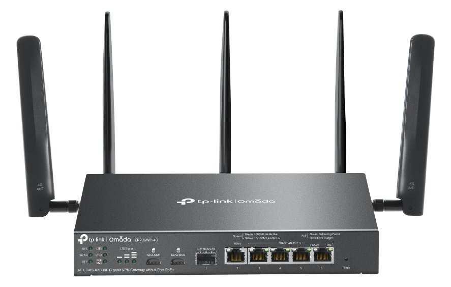 TP-LINK Omada ER706WP-4G V1 - Wireless Router - WWAN 4-Port-Switch