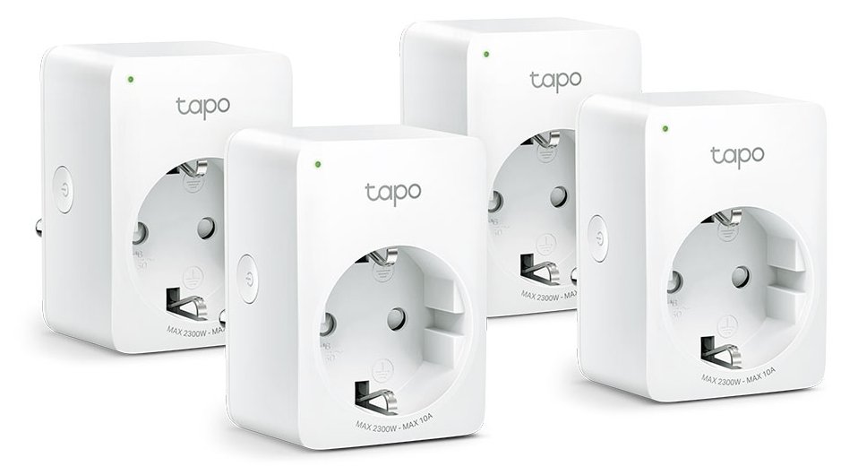 TP-LINK Tapo P100 V1.2 - Smart-Stecker - kabellos - 802.11b/g/n, Bluetooth 4.2 - 2.4 Ghz (Packung mit 4)