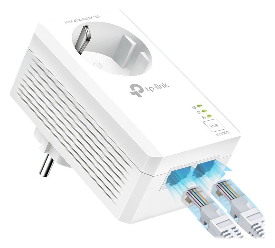 TP-LINK TL-PA7027P V1 Starter Kit - Powerline Adapterkit - 2-Port-Switch - GigE, HomePlug AV (HPAV)