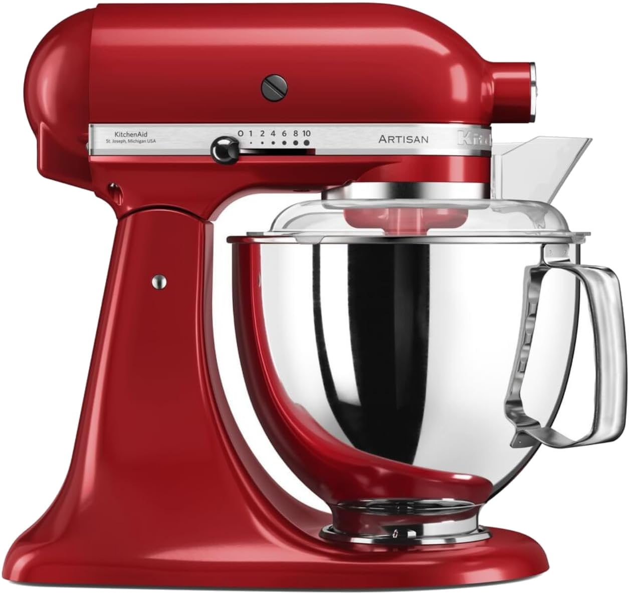 KitchenAid Küchenmaschine - Artisan - Kippbarem Food Processor - Teigknetmaschine mit 5 Zubehör - 2 Schüsseln aus Edelstahl - 4.8 L - Empire rot