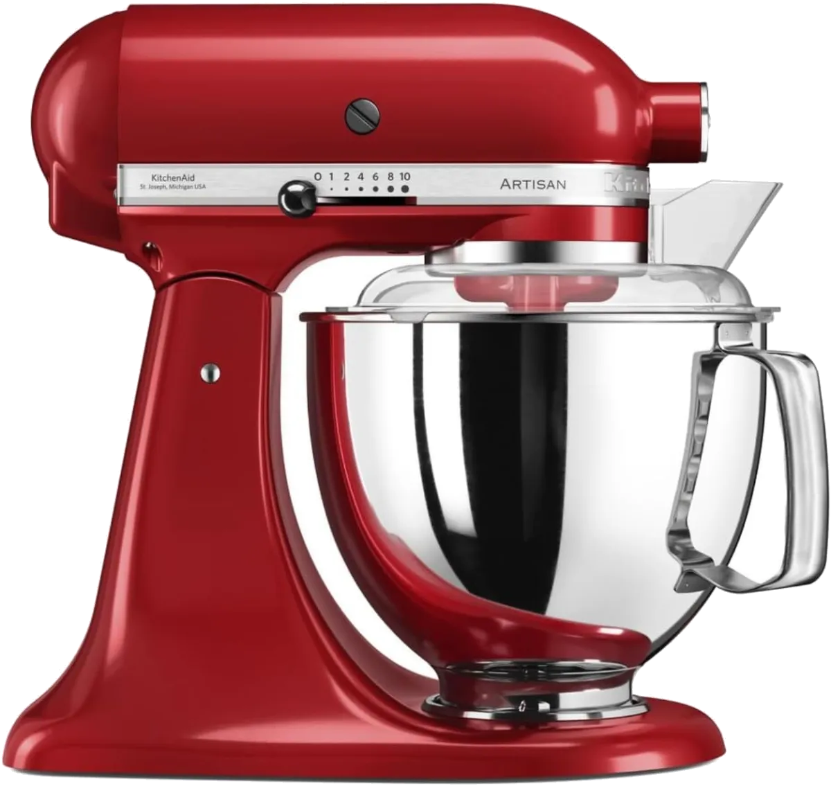 KitchenAid Küchenmaschine - Artisan - Kippbarem Food Processor - Teigknetmaschine mit 5 Zubehör - 2 Schüsseln aus Edelstahl - 4.8 L - Empire rot
